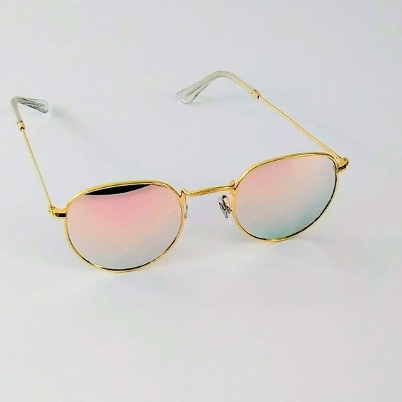 Pink Round Women's Metal Frame Style Sunglasses - Picture 2 of 4